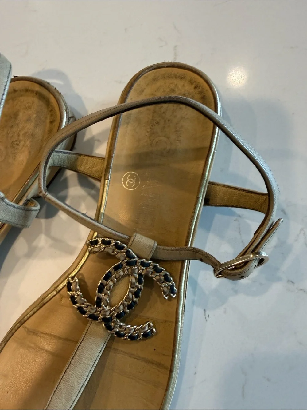 Chanel 2019 Interlocking CC Sandals Size 37C